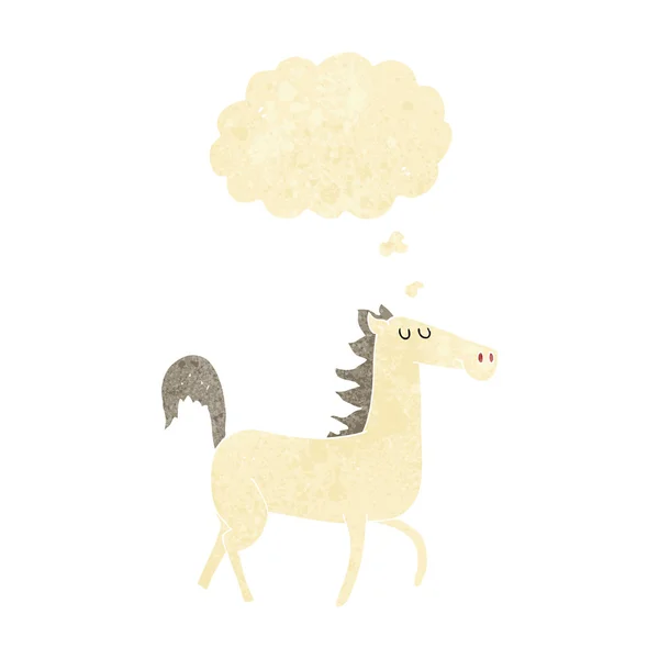 Caballo de dibujos animados con burbuja de pensamiento — Vector de stock