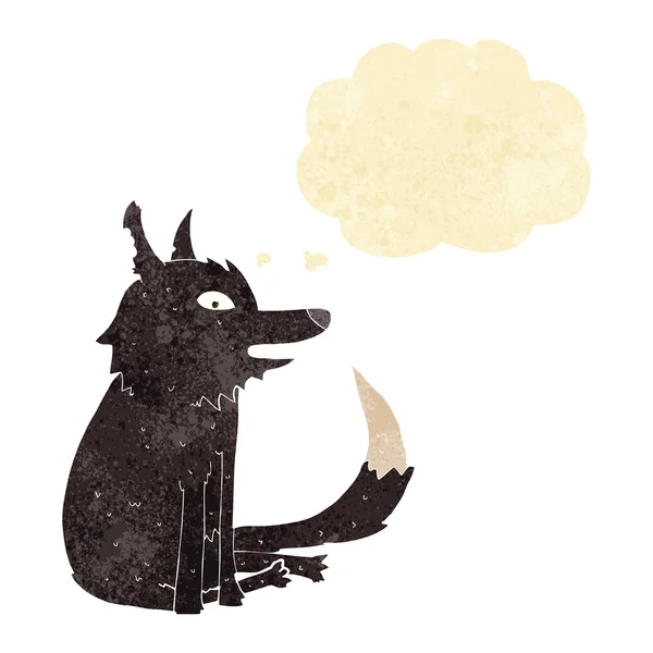Kreslený vlk sedící s myšlenkovou bublinou — Stockový vektor