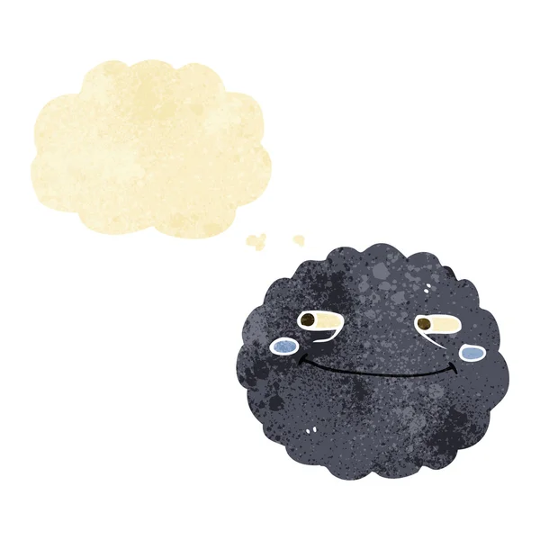 Cartone animato felice pioggia nube con bolla di pensiero — Vettoriale Stock