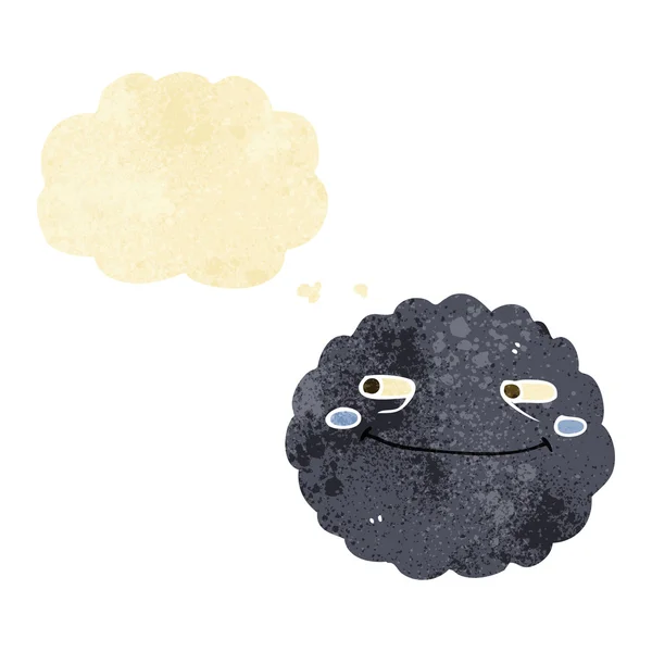 Dibujos animados nube de lluvia feliz con burbuja de pensamiento — Archivo Imágenes Vectoriales