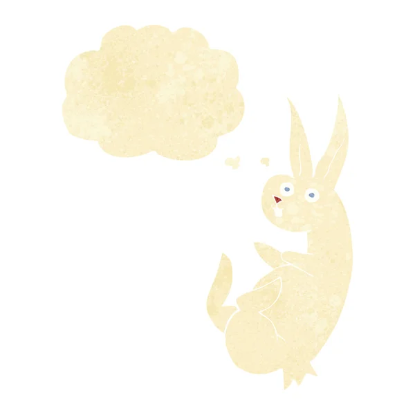 Cue coniglio cartone animato con bolla di pensiero — Vettoriale Stock