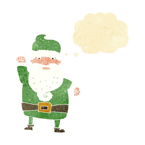 Cartoon angry santa claus with thought bubble — Stock Vector