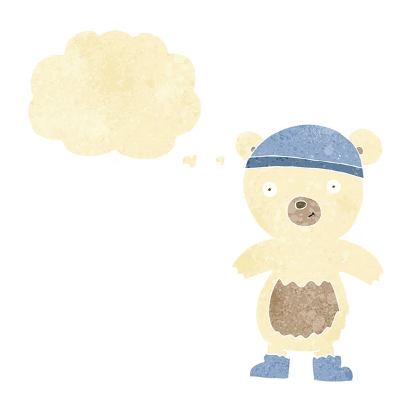 Мультфильм милый белый медведь с мыслей пузырь — стоковый вектор