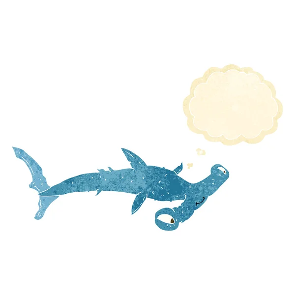 Cartoon hammerhead shark with thought bubble — Stock Vector