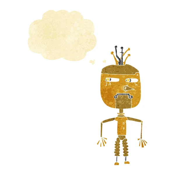 Cartoon robot met gedachte zeepbel — Stockvector