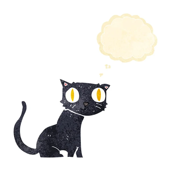 Dessin animé chat noir avec bulle de pensée — Image vectorielle