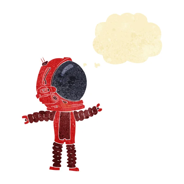 Astronauta de dibujos animados con burbuja de pensamiento — Vector de stock