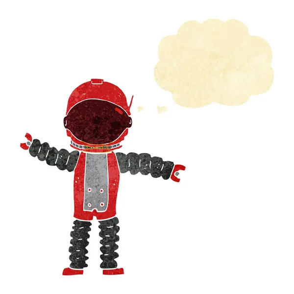 Cartoon astronaut met gedachte zeepbel — Stockvector