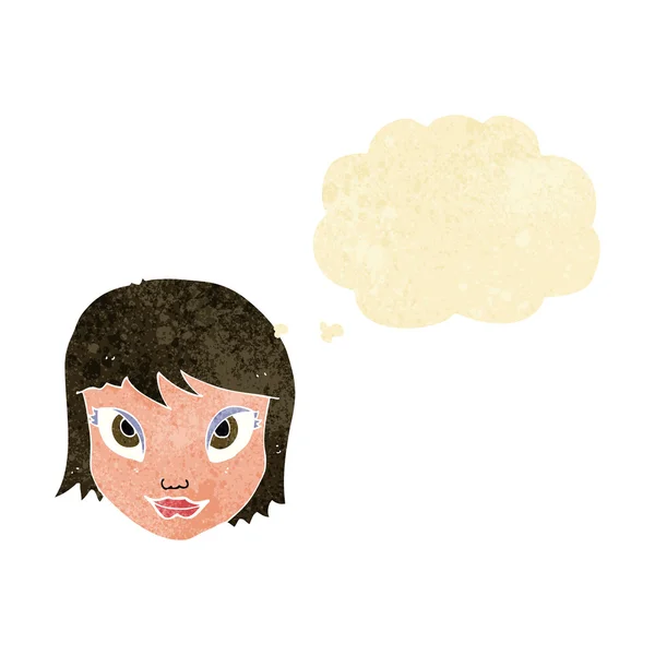 Cartoon female face with thought bubble — Stock Vector