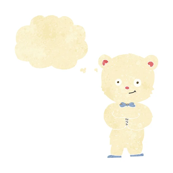 Desenho animado pequeno urso bonito com bolha de pensamento — Vetor de Stock