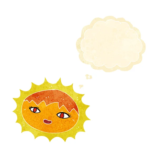 Karikatur hübsche Sonne mit Gedankenblase — Stockvektor
