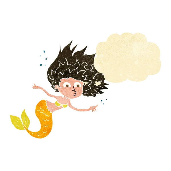 Cartoon mermaid with thought bubble — Stock Vector