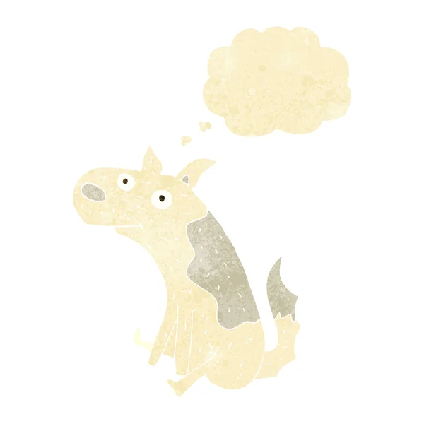 Tecknad sittande hund med tanke bubbla — Stock vektor