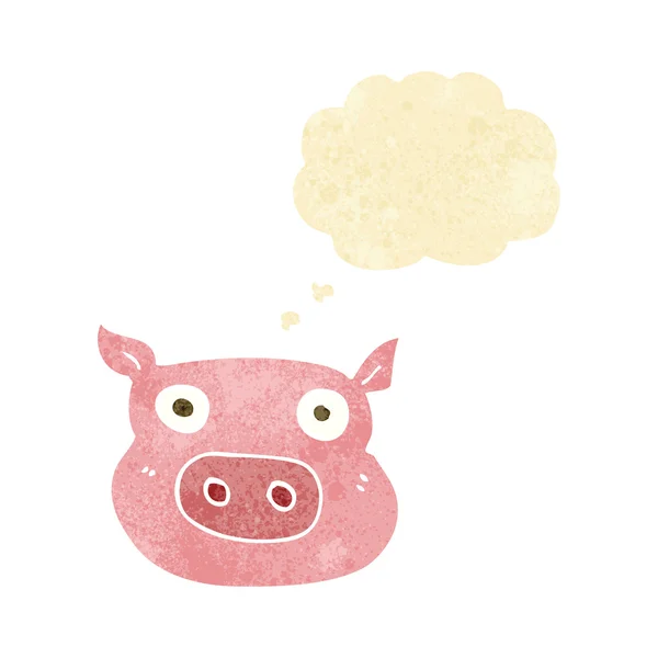 Faccia di maiale del fumetto con bolla di pensiero — Vettoriale Stock