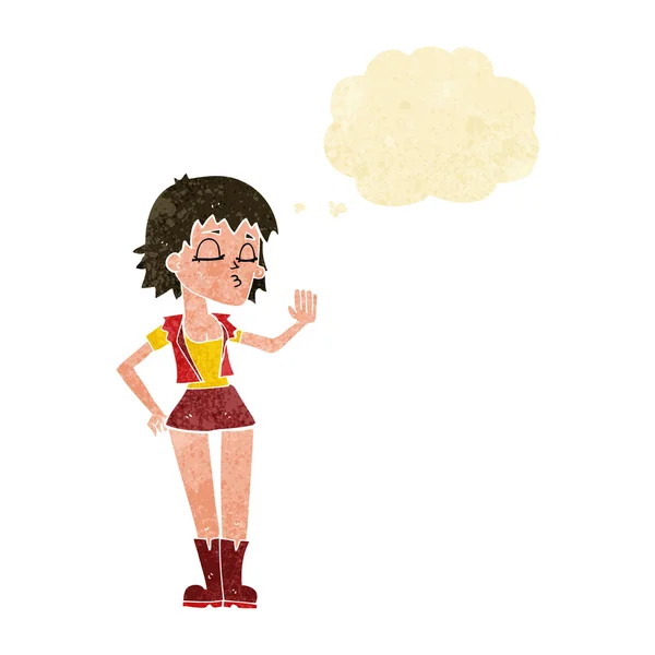 Cartoon cool girl with thought bubble — Stock Vector