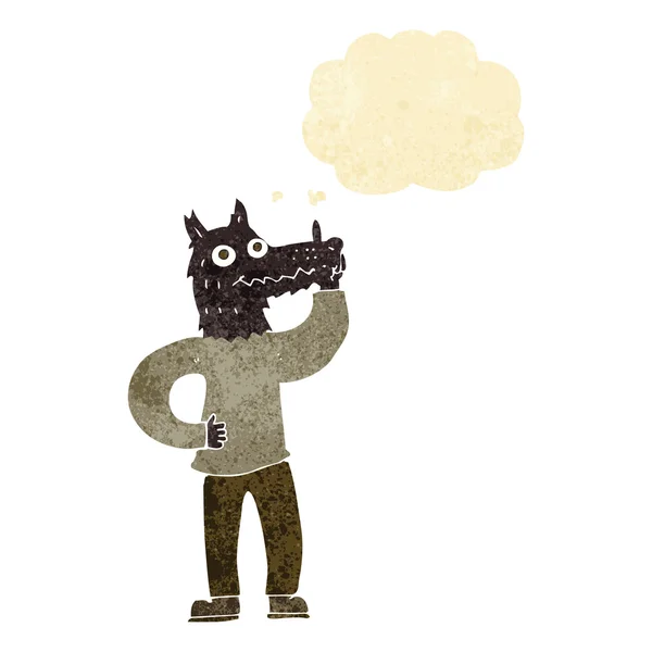 Cartone animato lupo mannaro con idea con bolla di pensiero — Vettoriale Stock