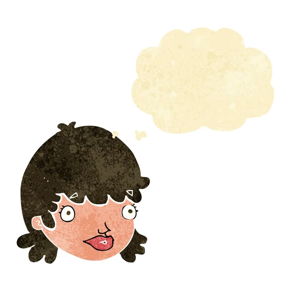 Dibujos animados chica mirando con burbuja de pensamiento — Archivo Imágenes Vectoriales