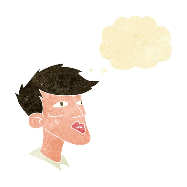 Cartoon male model guy with thought bubble — Stock Vector