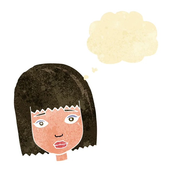 Cartoon female face with thought bubble — Stock Vector