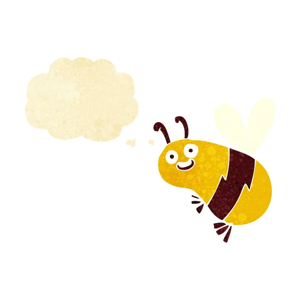 Funny cartoon bee with thought bubble — Stock Vector