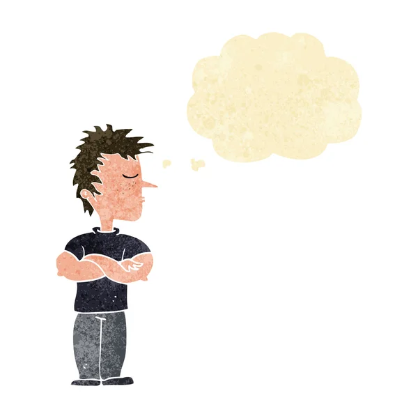 Kreslený muž odmítá naslouchat myšlenkové bublině — Stockový vektor