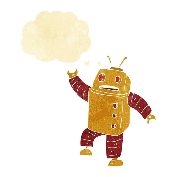 Robot de dibujos animados con burbuja de pensamiento — Vector de stock