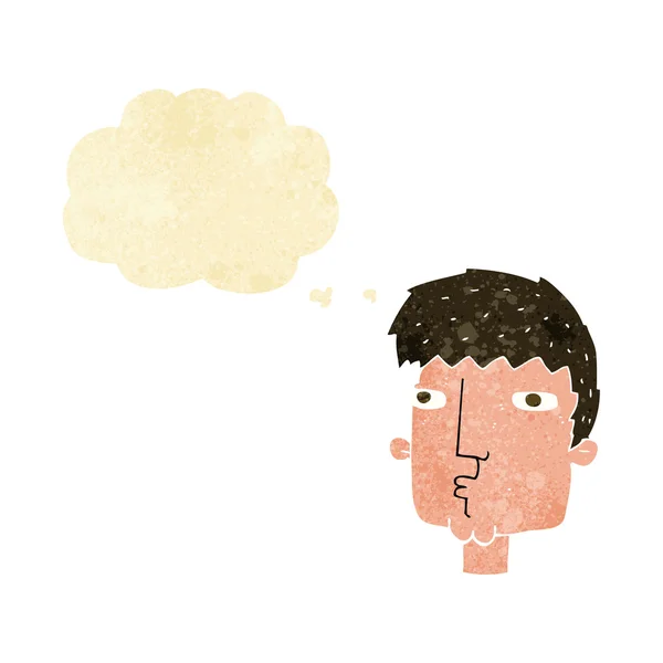 Cartoon curious man with thought bubble — Stock Vector