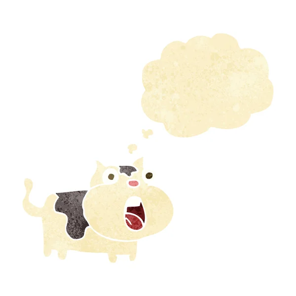 Cartone animato gatto scioccato con bolla di pensiero — Vettoriale Stock