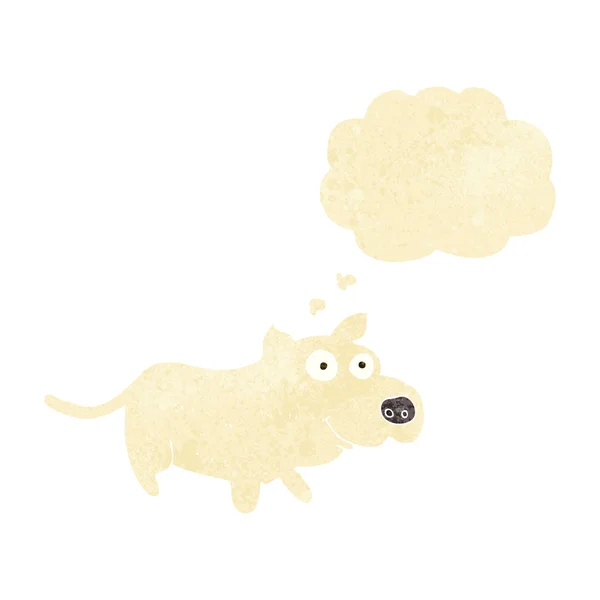 Dibujos animados perro feliz con burbuja de pensamiento — Vector de stock