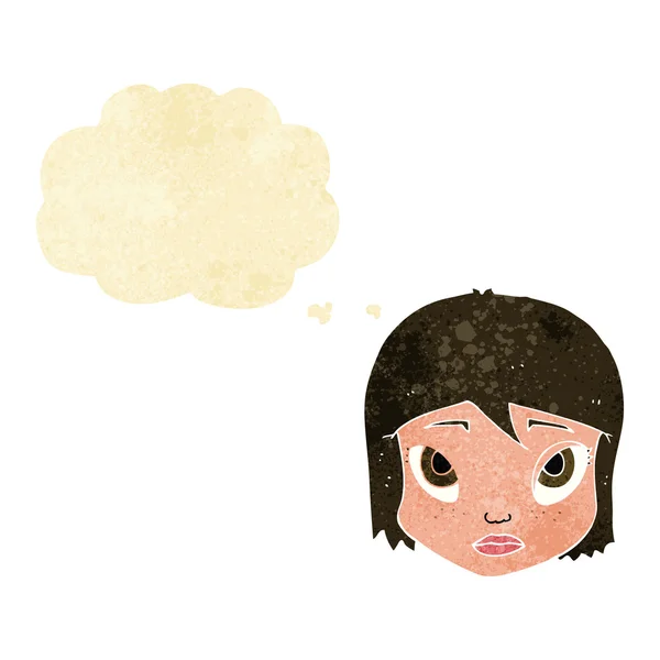 Karikatur weibliches Gesicht mit Gedankenblase — Stockvektor