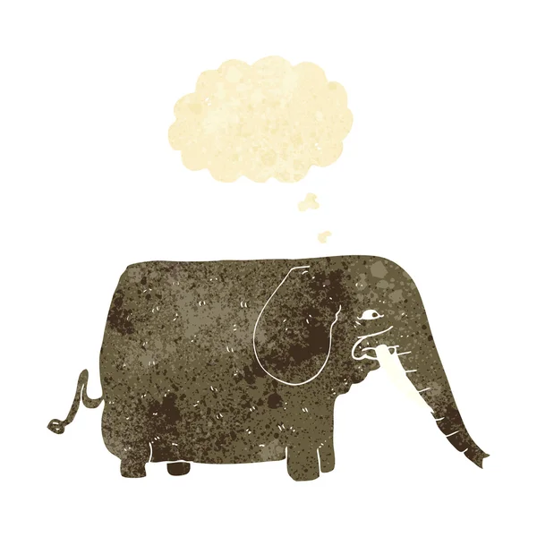 Mammouth dessin animé avec bulle de pensée — Image vectorielle