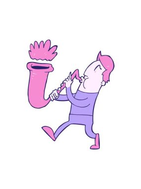 Saksafon çalan çizgi film adamının animasyonunu renklendir