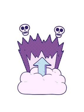 freehand çizilmiş çizgi film yüklemesinin kafatası animasyonu