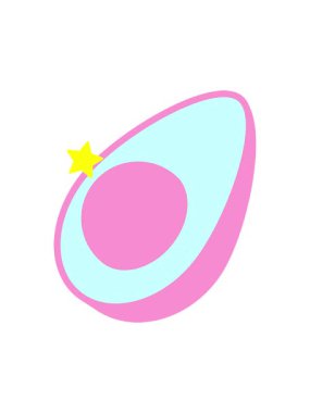 Parlayan yıldızlar avokado illüstrasyon tasarımının animasyonunu etkiler