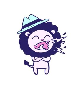 Kalk ve çizgi filmdeki kükreyen aslanın şapka takarak süzül.