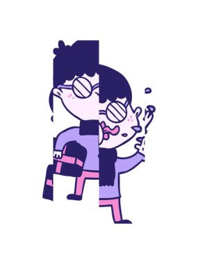 Karikatürist çocuğun yılbaşı hediyesi olarak gözlük takmasının hareketli animasyonu