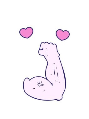 Güçlü kol karikatürünün dönen kalp animasyonu