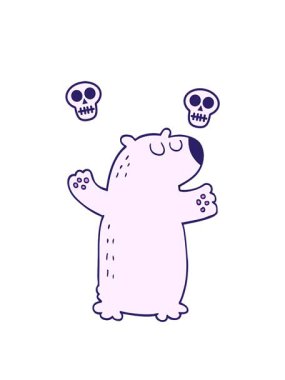 Kutup ayısı çizgi film elementinin dönen kafatası animasyonu