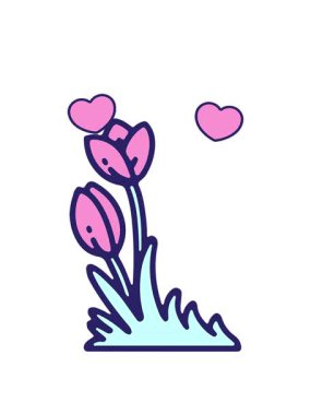 dönen kalpler el çizimi lale çiçeğinin animasyonu