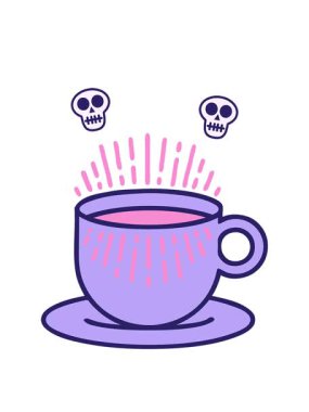 Kahve fincanının dizaynının kafatası animasyonu