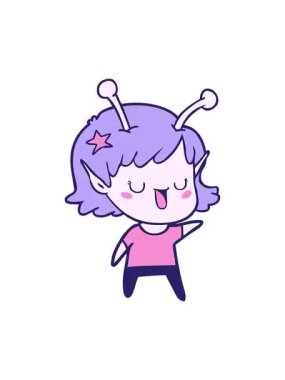 Mutlu bir uzaylı kız çizgi filminin titreyen hareketi.