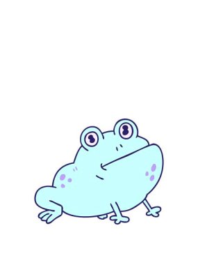 Elle çizilmiş garip çizgi film kurbağası animasyonu.