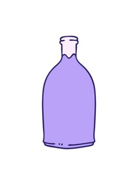 Titrek hareketli el animasyonu çizilmiş tuhaf çizgi film kırmızı şarap şişesi.