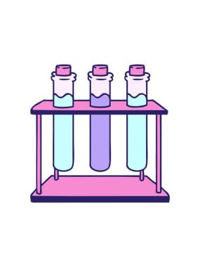 Bir bilim test tüpünün karikatürünün dönen hareket animasyonu