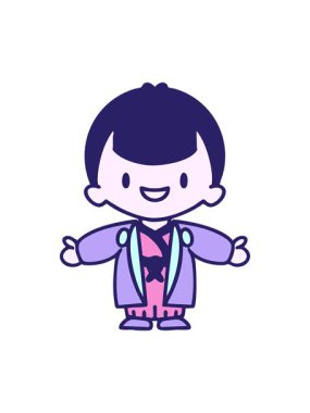 Parlak ışık efekti, kolları açık Japon bir adamın düğün kıyafetleri içindeki animasyonu.