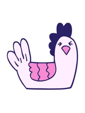 El çizimi karikatür tarzında titrek hareketli animasyon tünemiş tavuk.