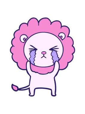 Titreyen çizgi film animasyonu ağlayan aslan.