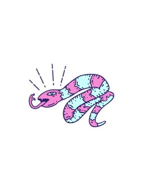 Geleneksel dövme stili tıslayan yılan resimlerinin gösterişli satış animasyonu