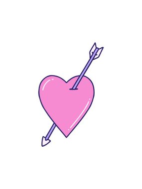 Bir ok ve kalbin sembolik dövme stili çizgi filminde dönen hareket animasyonu