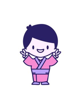 Geleneksel kıyafetlerle kutlama yapan Japon bir adamın baskısı.